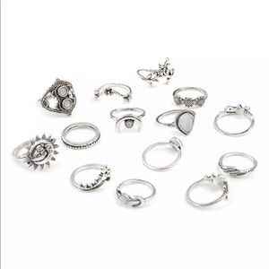 14Pcs/Set Boho Stack Crystal Flower Moon Sun Knuckle Ring Midi Finger RingsSY MA | Australia - Foto 10